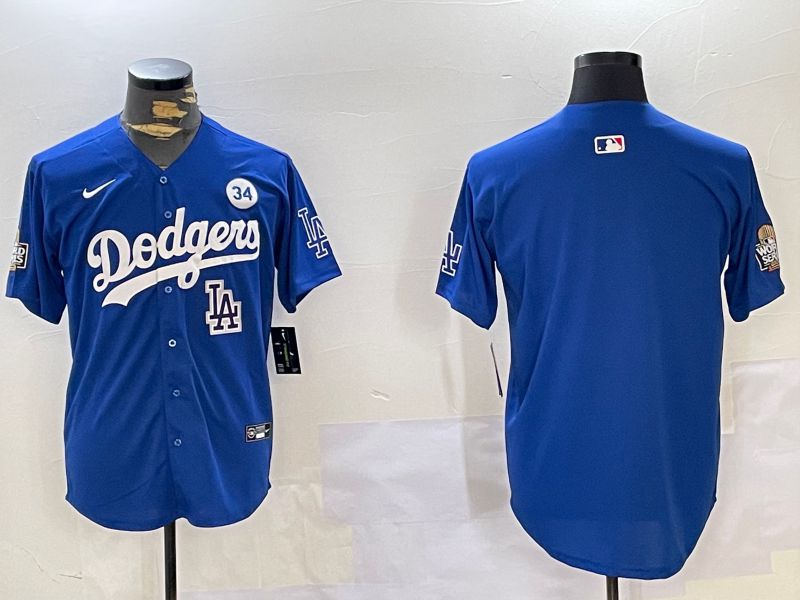 Men Los Angeles Dodgers Blank Blue Game 2024 Nike MLB Jersey style 11201